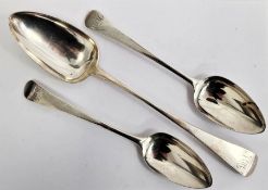 Georgian silver serving spoon, George Turner, Exeter 1812 and a pair of Georgian silver spoons, 7.