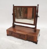 19th century mahogany and yew banded breakfront dressing table mirror with three drawers to the