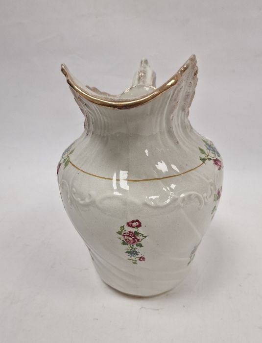 Staffordshire pottery ewer and basin decorated with exotic bird and rose branches - Bild 4 aus 7