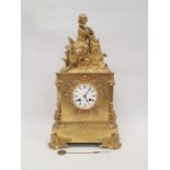 Mid 19th century ormolu mantel clock of box form, the mechanism stamped Rainco Feres, the ornate