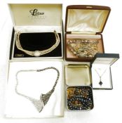 Costume jewellery to include pendant necklace marked 925, pearl necklace, further necklaces, etc (