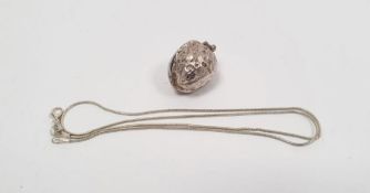 Silver pendant in the form of a walnut, with silver necklace, 0.5oz