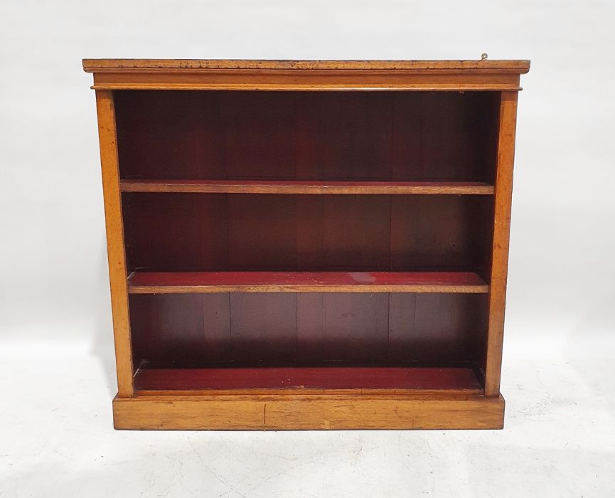 Early 20th century oak bookcase, the rectangular top with adjustable shelves, to plinth base,