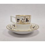 Early 19th century Crown Derby porcelain coffee can and saucer decorated with gilt and royal blue