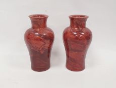 Pair of 19th century Lithyalin glass vases of baluster form, possibly Egermann Workshop, with