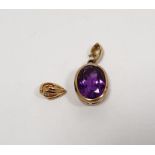 18ct yellow gold pendant set with large amethyst, stamped 750