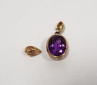 18ct yellow gold pendant set with large amethyst, stamped 750