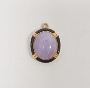 Black and purple pendant set four tiny diamonds, mounted in possibly 18ct yellow gold to the