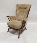 Modern Ercol armchair in pale cream ground upholstery