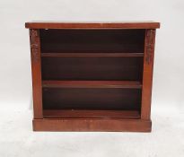 Late 19th century mahogany open bookcase, the rectangular top above three shelves, on plinth base,