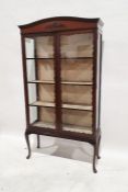 Early 20th century mahogany two-door display cabinet, the arched top with two glazed doors enclosing