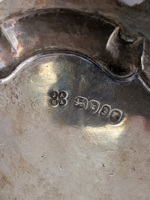 Victorian silver salver of circular form, with scalloped scrolling edge and scrolling engraved - Image 2 of 4