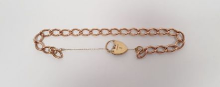 9ct yellow and rose gold bracelet with gold heart-shaped padlock clasp, 14g