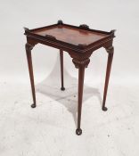 Mahogany occasional table with galleried top, shaped legs to pad feet, 72cm x 56cm x 40cm