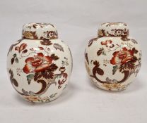 Pair Masons 'Brown Velvet' pattern ginger jars and covers, each 24cm high (2)