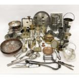 Large quantity of EPNS to include candelabra, vases, flatware, etc (1 box)