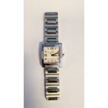 Dunhill stainless steel gentleman's wristwatch with square face, sweep second hand and calendar