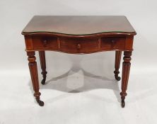 William IV mahogany serpentine-fronted side table with thumb-mould edge to top, three frieze drawers
