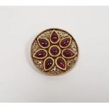 9ct gold-plated Metropolitan Museum of Art filigree costume brooch/pendant set with purple-