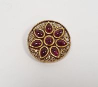 9ct gold-plated Metropolitan Museum of Art filigree costume brooch/pendant set with purple-