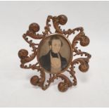 Nineteenth century miniature on paper, half-length portrait of Victorian gentleman in black