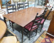 20th century Canadian stained maple extending table and six ladderback boardroom chairs (7)