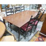 20th century Canadian stained maple extending table and six ladderback boardroom chairs (7)