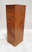 Modern four-drawer pine-effect filing cabinet, 138cm x 39.5cm x 51.5cm