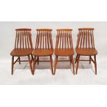 Four beech stick-back dining chairs