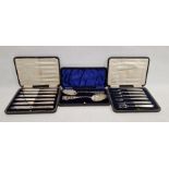 Pair of late Victorian silver berry spoons, Birmingham 1900, O&S, in fitted case, a set of six cased