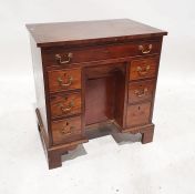 Lady's mahogany desk with seven assorted drawers and kneehole cupboard, on bracket feet, 78cm x 72cm