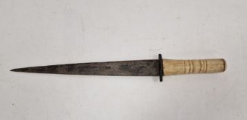 Antique dagger, possibly Middle Eastern, with acid etched scrollwork decoration to blade and bone