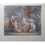 After Francesco Bartolozzi (1727-1815)  Coloured stipple engraving "Market of Love", London