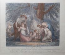 After Francesco Bartolozzi (1727-1815)  Coloured stipple engraving "Market of Love", London