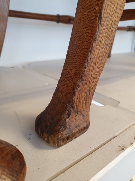 Set of six Edwardian Arts & Crafts-style dining chairs on turned front legs to pad feet (6) - Image 10 of 27