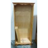 Modern pine four-shelf adjustable bookcase on bracket feet, 165cm x 74cm x 36cm