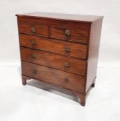 19th century mahogany chest of two short over three long drawers, on bracket feet, 113cm x 108cm x