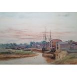 A Binbeck (b.1900 - 20th century) Pair watercolour drawings Estuary scenes with sailing/fishing