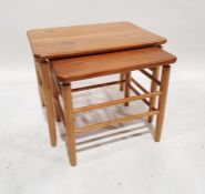 20th century elm nest of two occasional tables marked AD, Alan Davies to base 47cm x 60cm x 43cm,