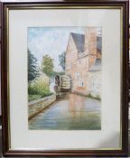 E Hugill Watercolour  "Upper Slaughter", painting of a mill, signed and dated 1992 lower right,