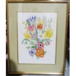 Frances E Smith  Watercolour  Study of a floral spray, signed lower right, four further watercolours