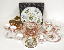 Three Royal Worcester 'Palissy' lidded storage jars, a Royal Worcester 'Herbs' large sectioned dish,