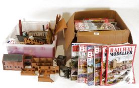 Large quantity of assorted model railway and train magazines and a box containing various model