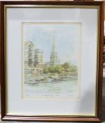 F Beni Watercolour  Coastal scene, signed lower left After A V Pace  Limited edition colour