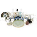 Various items of Wedgwood blue jasperware to include vases, candlesticks, lidded pots and assorted
