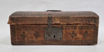 Vintage dome-top leather-covered document box