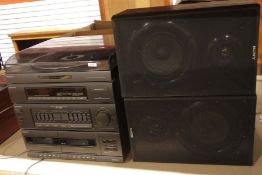 Sony hifi system, model no. XO-D101SCD and speakers and a box of LPs to include Johnnie Cash,