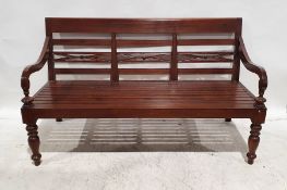 Mahogany hall bench, 158cm x 72cm x 92cm