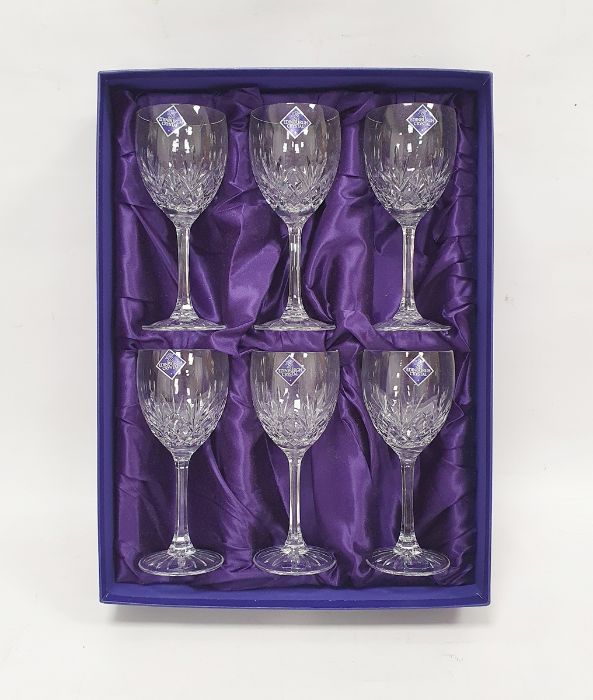 Boxed set of six Edinburgh cut glass wines