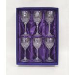 Boxed set of six Edinburgh cut glass wines